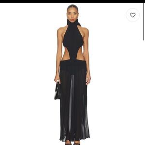 Danielle Guizio Black Backless Halter Dress